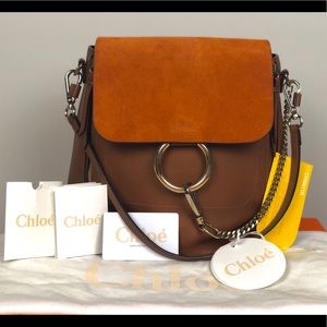 Auth Chloé Faye Medium Leather and Suede Backpack
